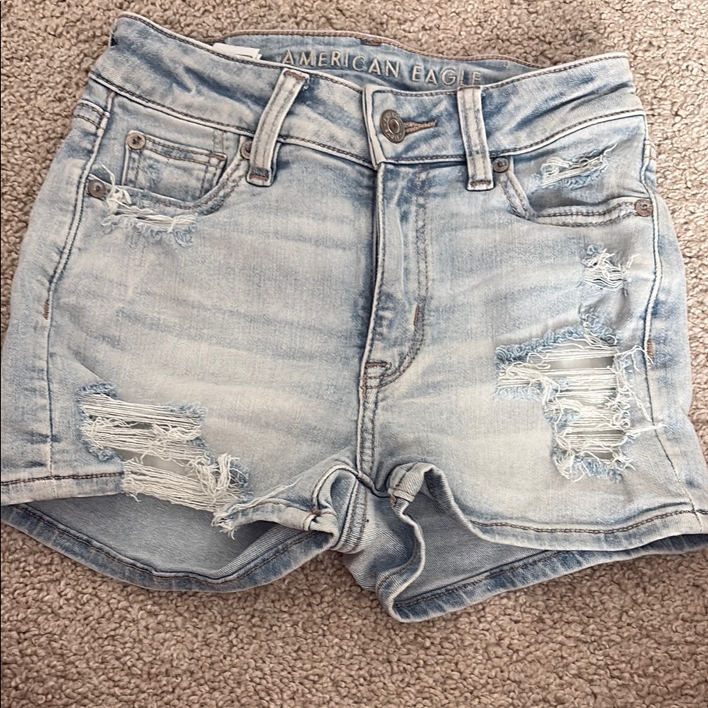 American Eagle Outfitters Light Wash Ripped Jean Shorts